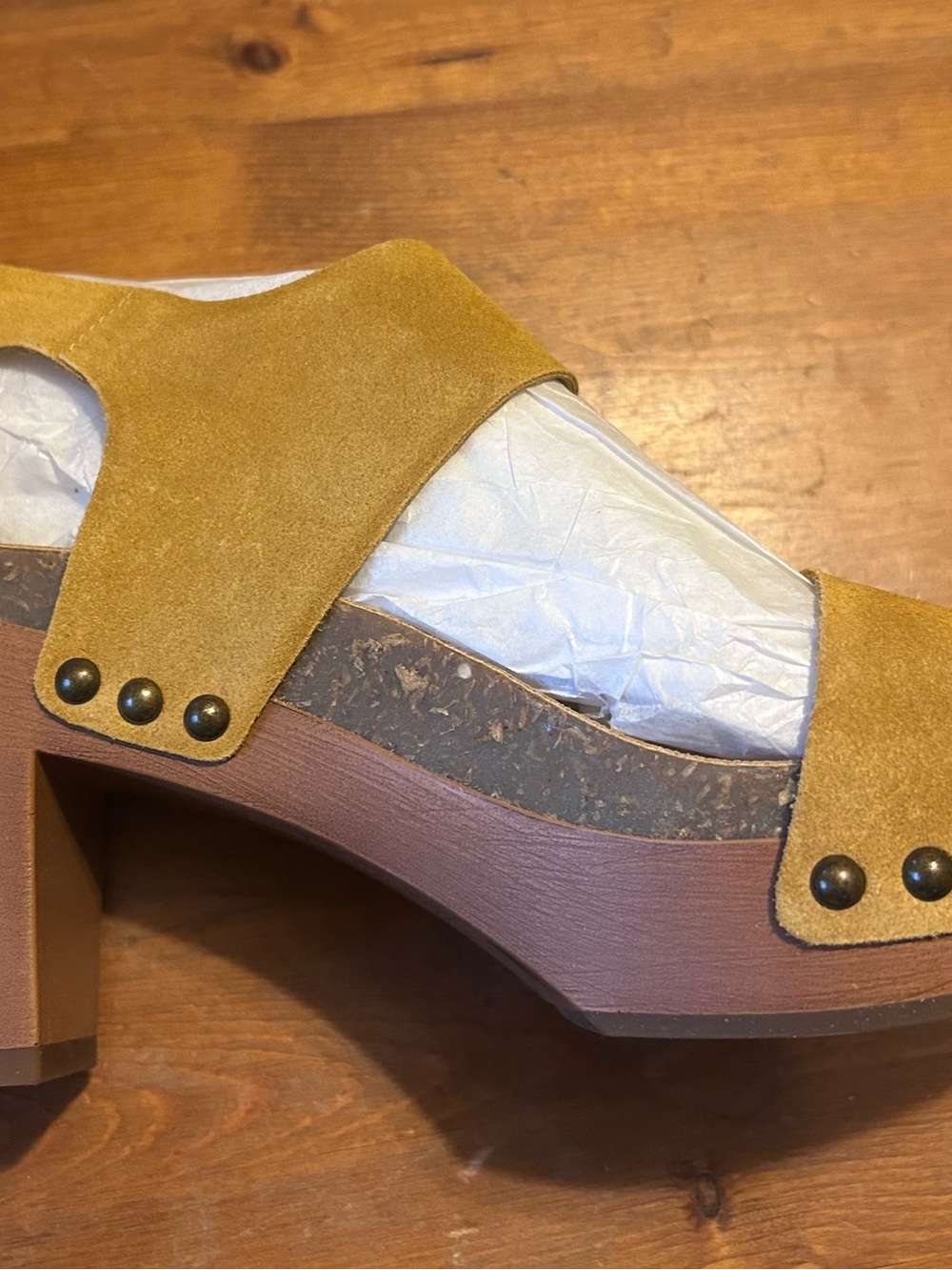 Lucky Brand Harimony Mustard Suede Platform Wedge Sandals - Picture 2 of 4